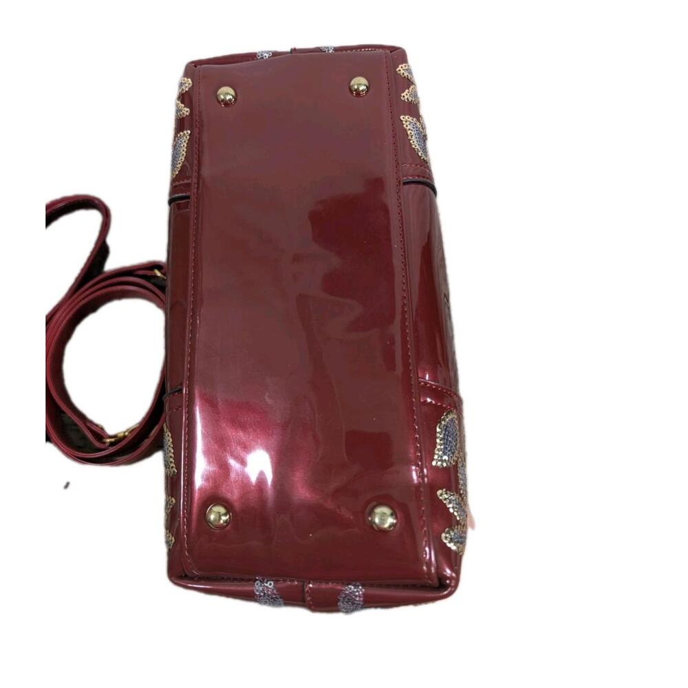Women Patent Leather Fashion Maroon top handles/with Crossbody Strap(2) - Picture 8 of 9